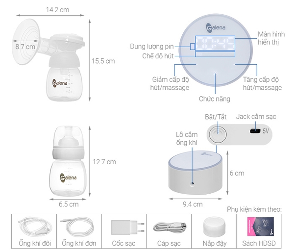 Máy hút sữa điện đôi Galena GA-01